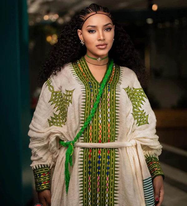 Ethiopian Dress, Gondar Habesha Kemis, Habesha Dress - የጎንደር ፈትል ቀሚስ - EthGebya