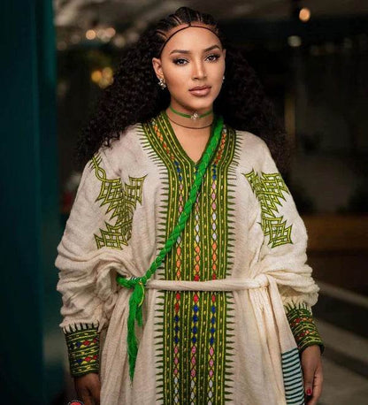 Ethiopian Dress, Gondar Habesha Kemis, Habesha Dress - የጎንደር ፈትል ቀሚስ - EthGebya