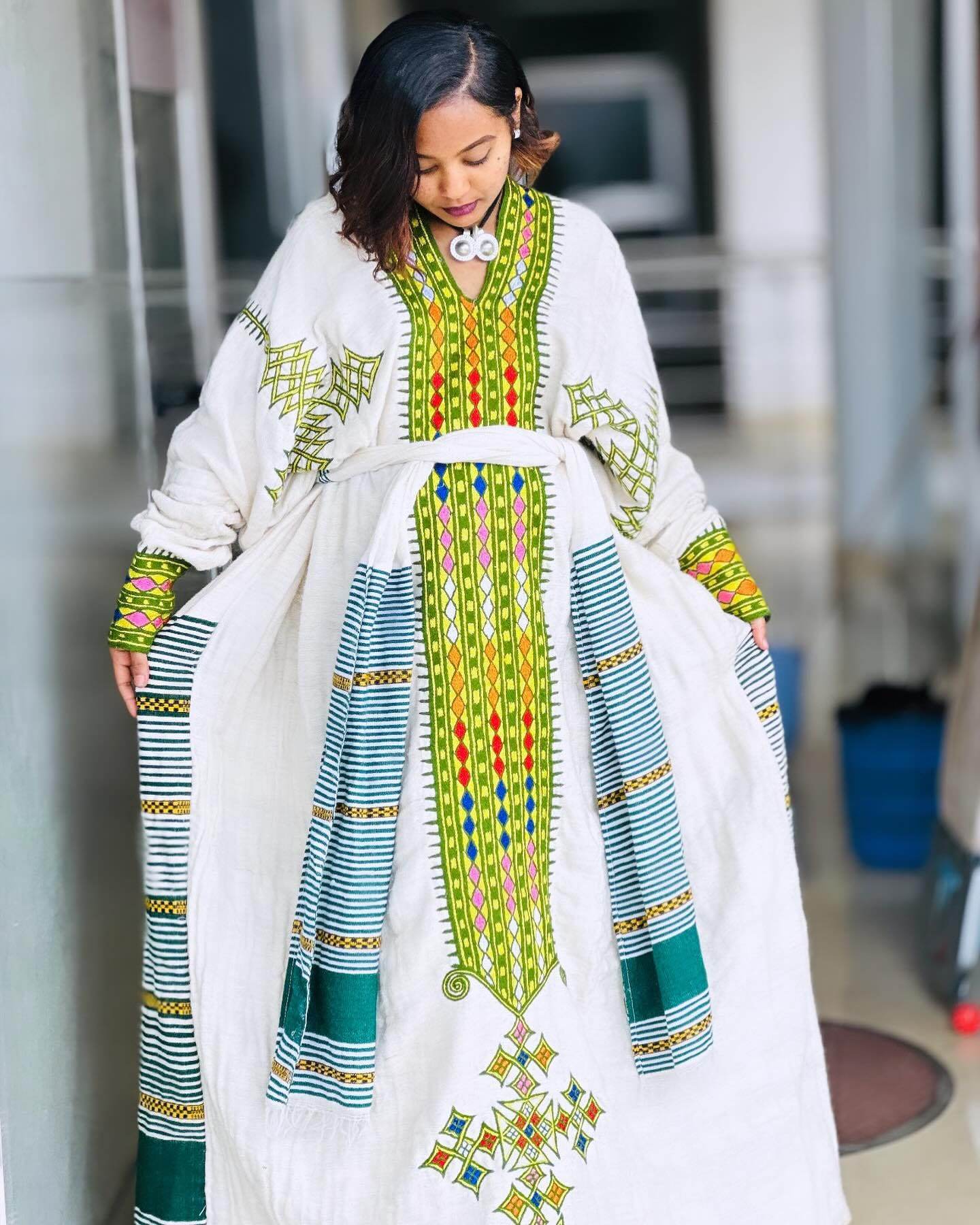 Ethiopian Dress, Gondar Habesha Kemis, Habesha Dress - የጎንደር ፈትል ቀሚስ - EthGebya