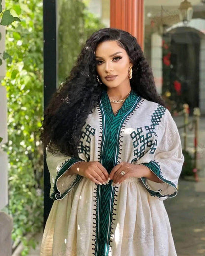 Ethiopian dress new style Gondar Habesha Kemis - የጎንደር ፈትል ቀሚስ - EthGebya