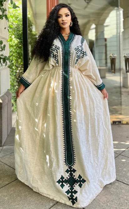 Ethiopian dress new style Gondar Habesha Kemis - የጎንደር ፈትል ቀሚስ - EthGebya