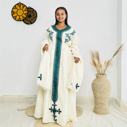 Ethiopian dress new style Gondar Habesha Kemis - የጎንደር ፈትል ቀሚስ - EthGebya