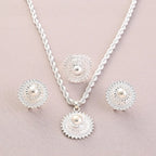 Ethiopian Silver Jewelry Set | Necklace, Earrings & Ring for Women - EthGebya