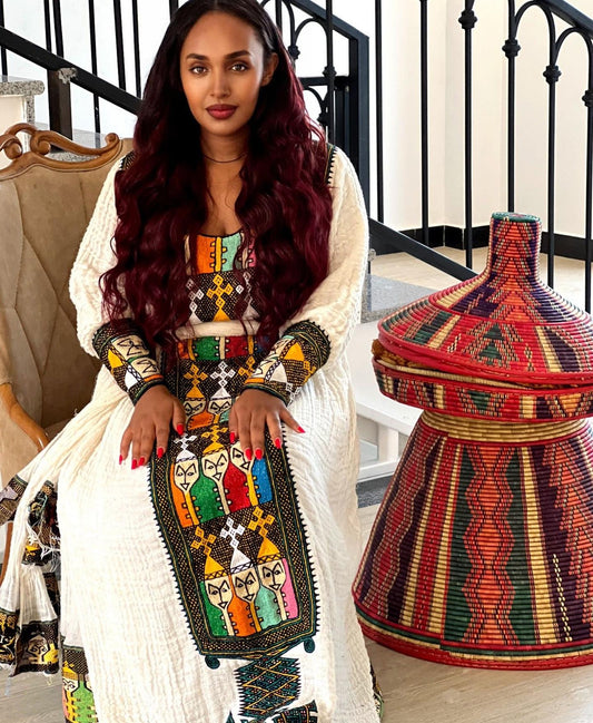 Ethiopian Traditional Dress Axum Habesha Clothes - Ethiopian Cotton Dress - EthGebya
