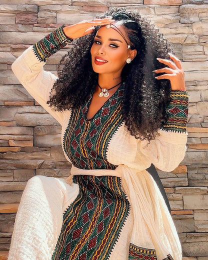 Fetil Habesha Dress - የአክሱም ፈትል ቀሚስ | Ethiopian Dress - EthGebya