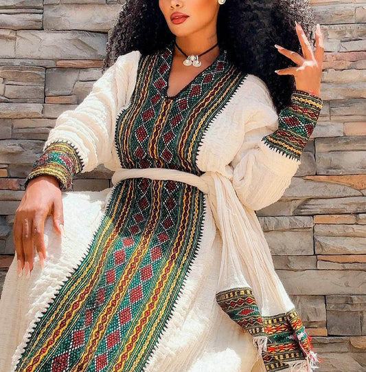 Fetil Habesha Dress - የአክሱም ፈትል ቀሚስ | Ethiopian Dress - EthGebya