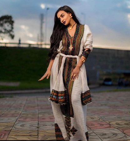 Fetil Habesha Dress - የአክሱም ፈትል ቀሚስ | Ethiopian Dress - EthGebya