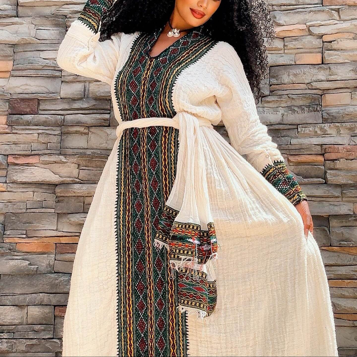 Fetil Habesha Dress - የአክሱም ፈትል ቀሚስ | Ethiopian Dress - EthGebya
