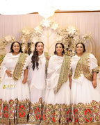 Flowing Multicolored Ethiopian Dress | Habesha Celebration Attire - EthGebya