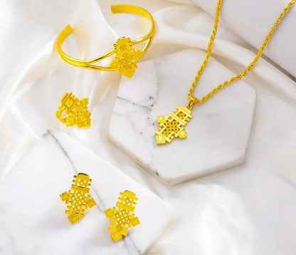 Gold Silver Plated 4 - Piece Jewelry Set | Traditional Wedding Gift - EthGebya