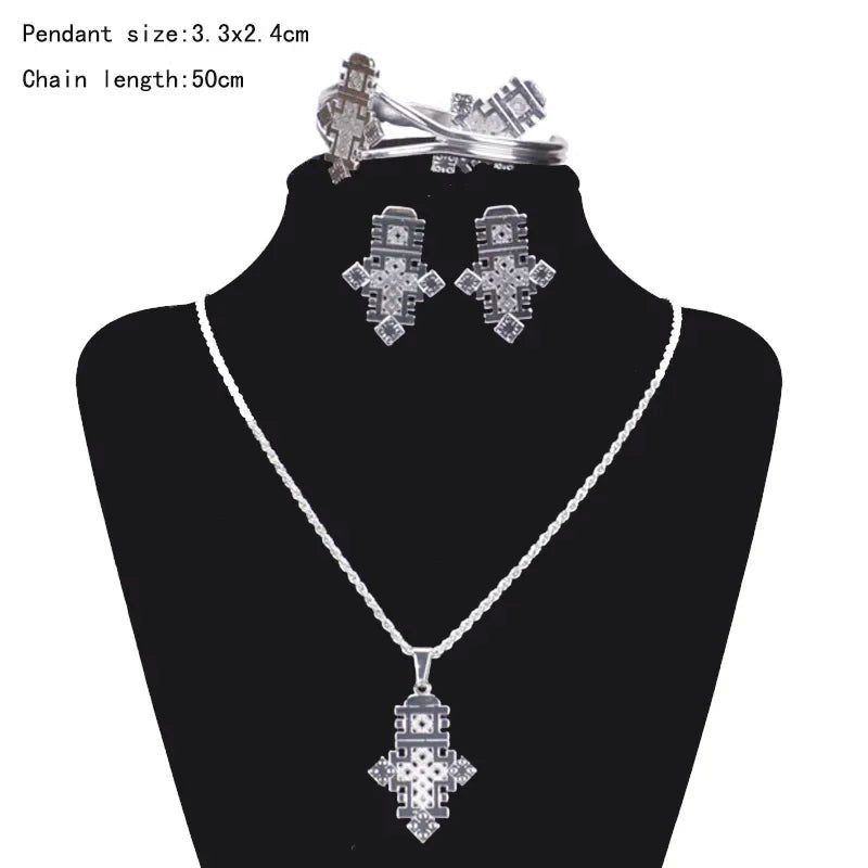 Gold Silver Plated 4 - Piece Jewelry Set | Traditional Wedding Gift - EthGebya
