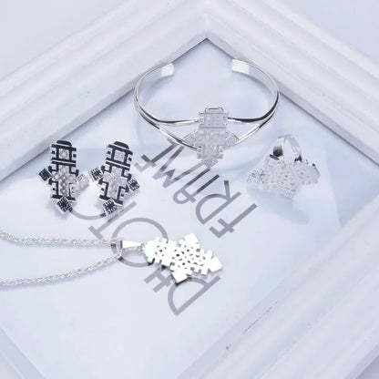 Gold Silver Plated 4 - Piece Jewelry Set | Traditional Wedding Gift - EthGebya