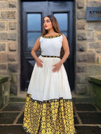 Golden Modern Habesha Zuria Kemis | Traditional Ethiopian Dress - EthGebya