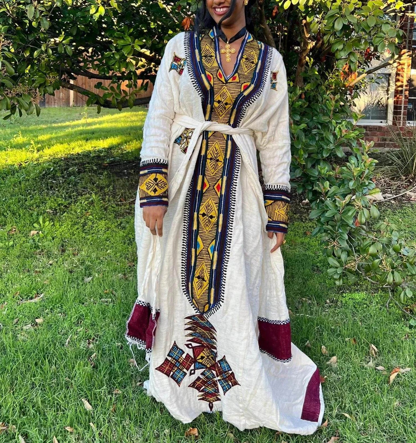 Gondar Ethiopian Dress – Traditional Designer Habesha Kemis | Authentic Ethiopian Traditional Outfit - EthGebya