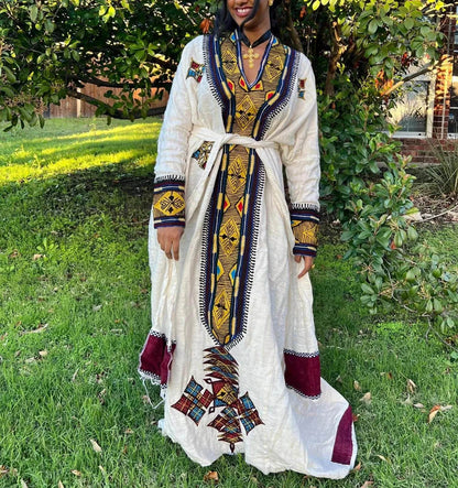 Gondar Ethiopian Dress – Traditional Designer Habesha Kemis | Authentic Ethiopian Traditional Outfit - EthGebya
