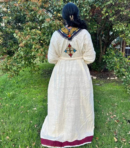 Gondar Ethiopian Dress – Traditional Designer Habesha Kemis | Authentic Ethiopian Traditional Outfit - EthGebya