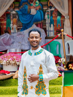 Green and Yellow Habesha Shirt | Modern Ethiopian Men’s Wear - EthGebya