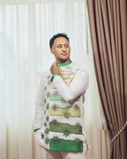 Green Habesha Men’s Shirt | Modern Ethiopian Wedding Outfit - EthGebya