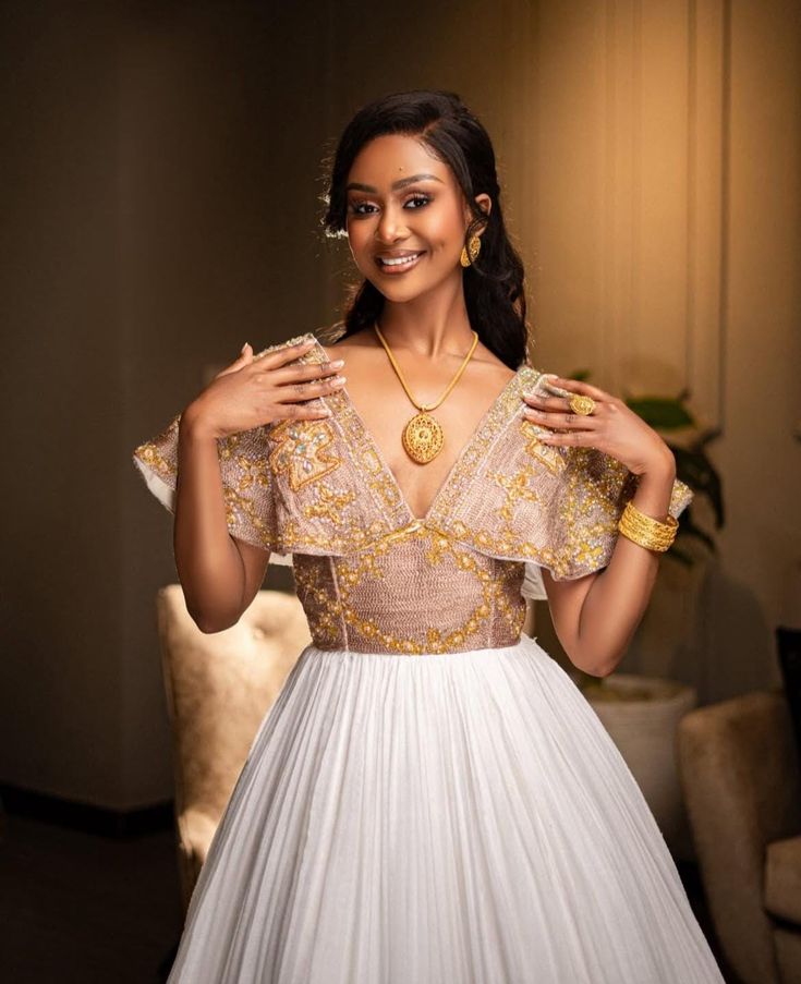 Habesha Bride Zuria Kemis Tilf Habesha Dress - EthGebya