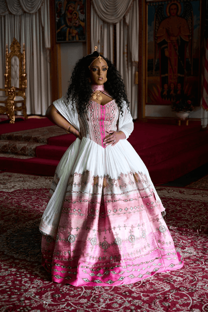 Habesha Bride Zuria Kemis Tilf Habesha Dress - EthGebya