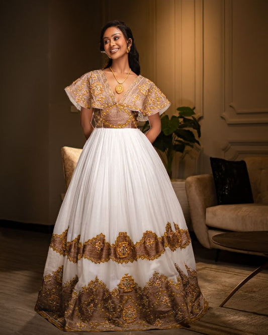 Habesha Bride Zuria Kemis Tilf Habesha Dress - EthGebya