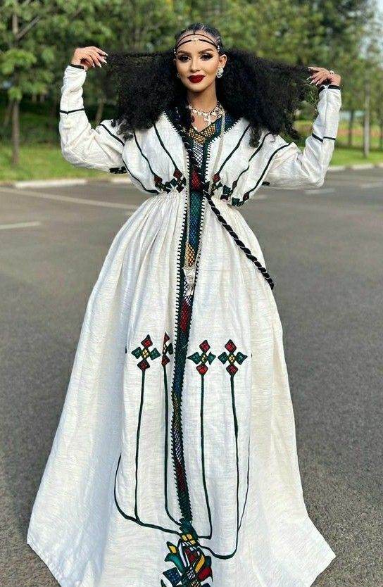 Habesha Cultural Dress - Gondar Ethiopian women's dress Habesha Kemis - EthGebya