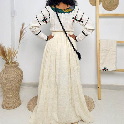 Habesha Cultural Dress - Gondar Ethiopian women's dress Habesha Kemis - EthGebya
