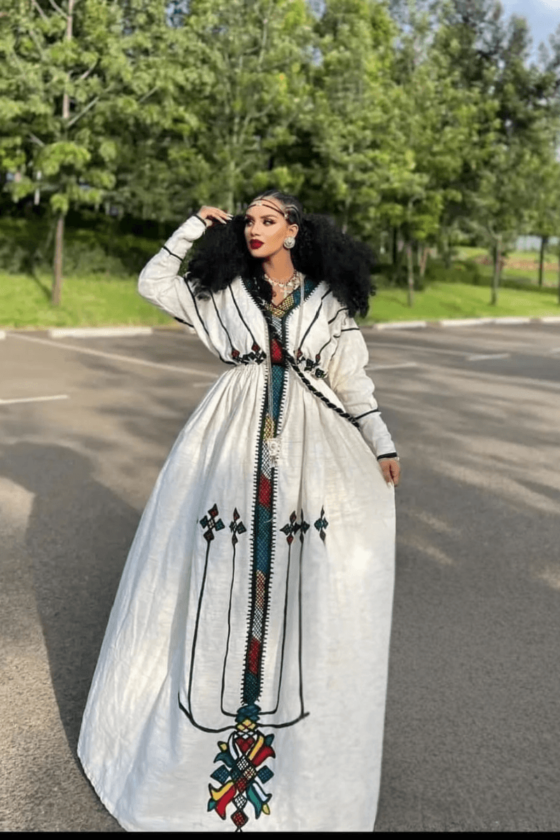Habesha Cultural Dress - Gondar Ethiopian women's dress Habesha Kemis - EthGebya