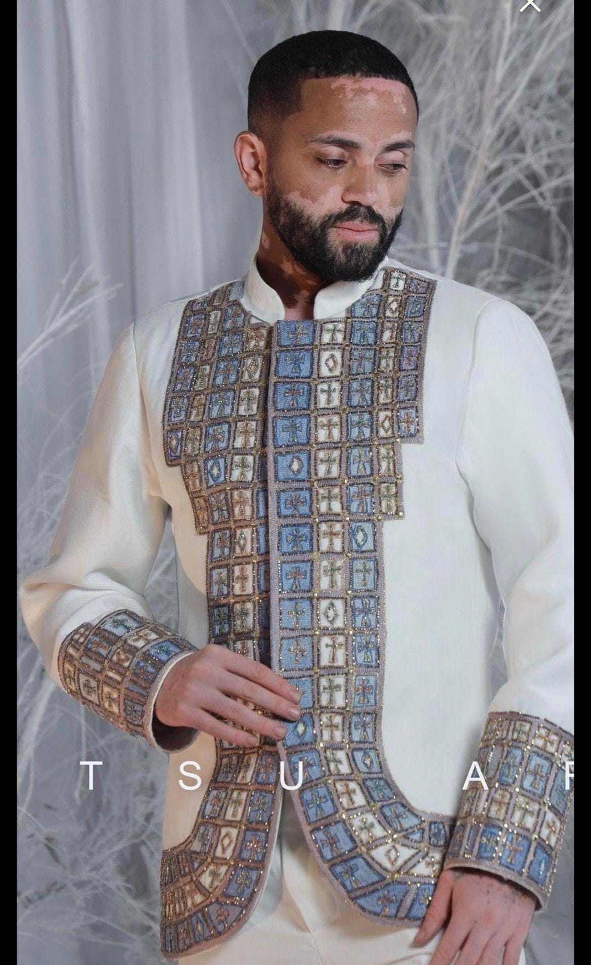 Ethiopian & Eritrean Men Wedding Shirt, Habesha Men Traditional Top