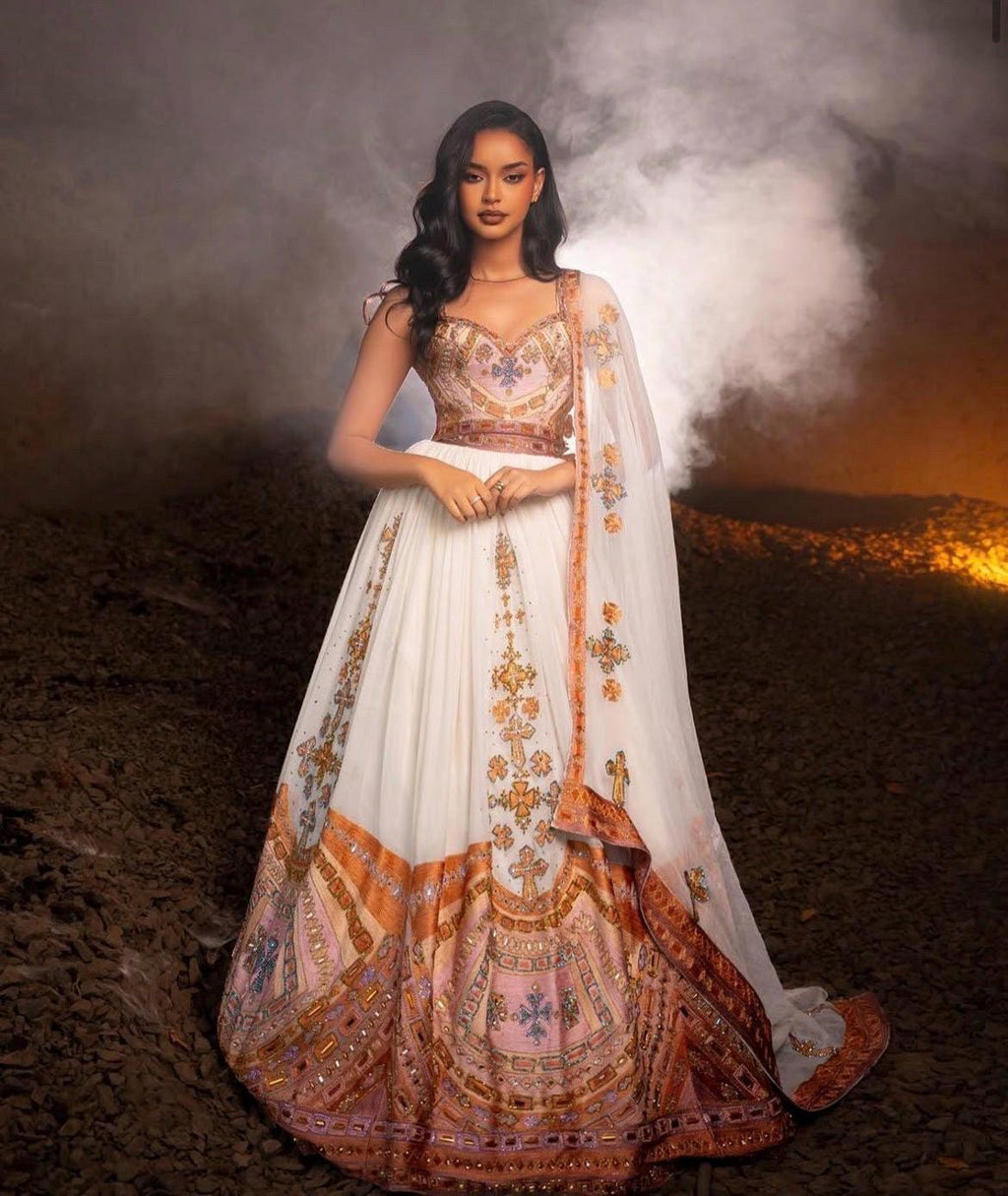 Ethiopian & Eritrean Wedding Kemis, Handmade Cultural Habesha Dress