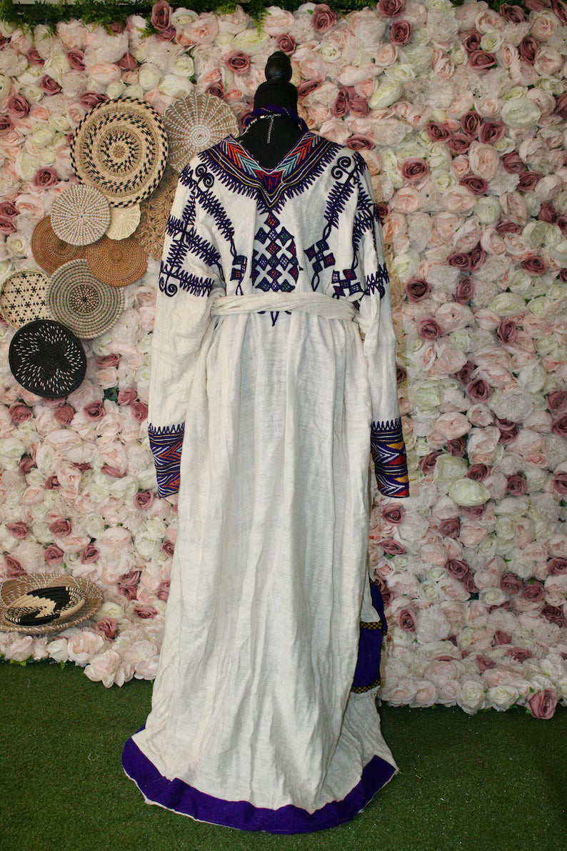 Gondar Fetil Ethiopian Purple Dress | Amhara Traditional Kemis