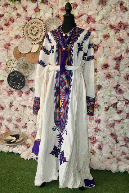 Gondar Fetil Ethiopian Purple Dress | Amhara Traditional Kemis