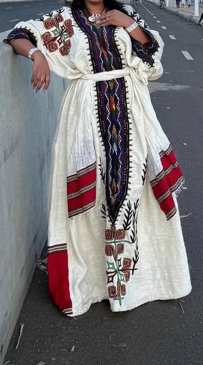 Traditional Ethiopian Habesha Dress – Handwoven Cultural Kemis from Gondar | Modern Ethiopian Clothing for Women - EthGebya