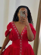 Cultural Habesha Fetil Kemis For Women, New Green Tilet Eritrean & Ethiopian Traditional Dress