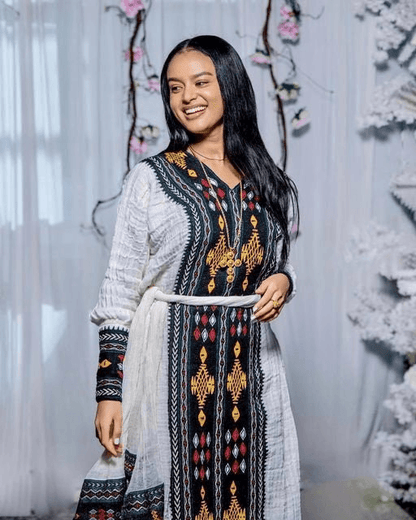 Authentic Ethiopian Dress from Axum | Fetil Habesha Kemis – የአክሱም ፈትል ቀሚስ - EthGebya
