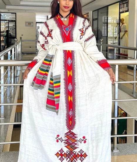 Gondar-Inspired Ethiopian Dress – Handwoven Habesha Kemis | Traditional Ethiopian Dresses for Women - EthGebya