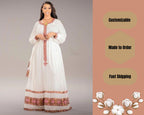 Handmade Ethiopian Cotton Dress: Habesha Kemis, Traditional Embroidery