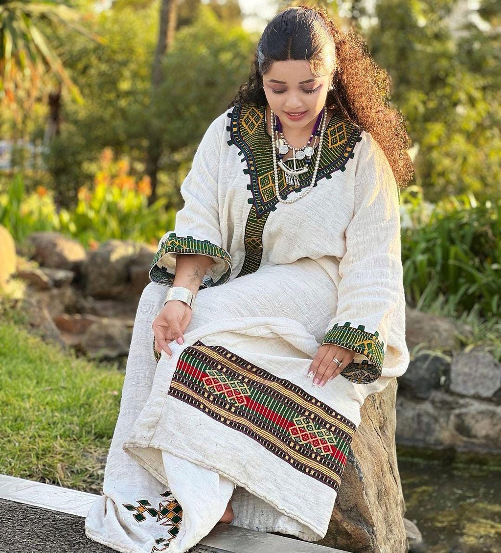 Handmade Habesha Kemis: Ethiopian Wedding Attire, Elegant Women’s Outfit, Traditional Cultural Dress, Tilet Wear