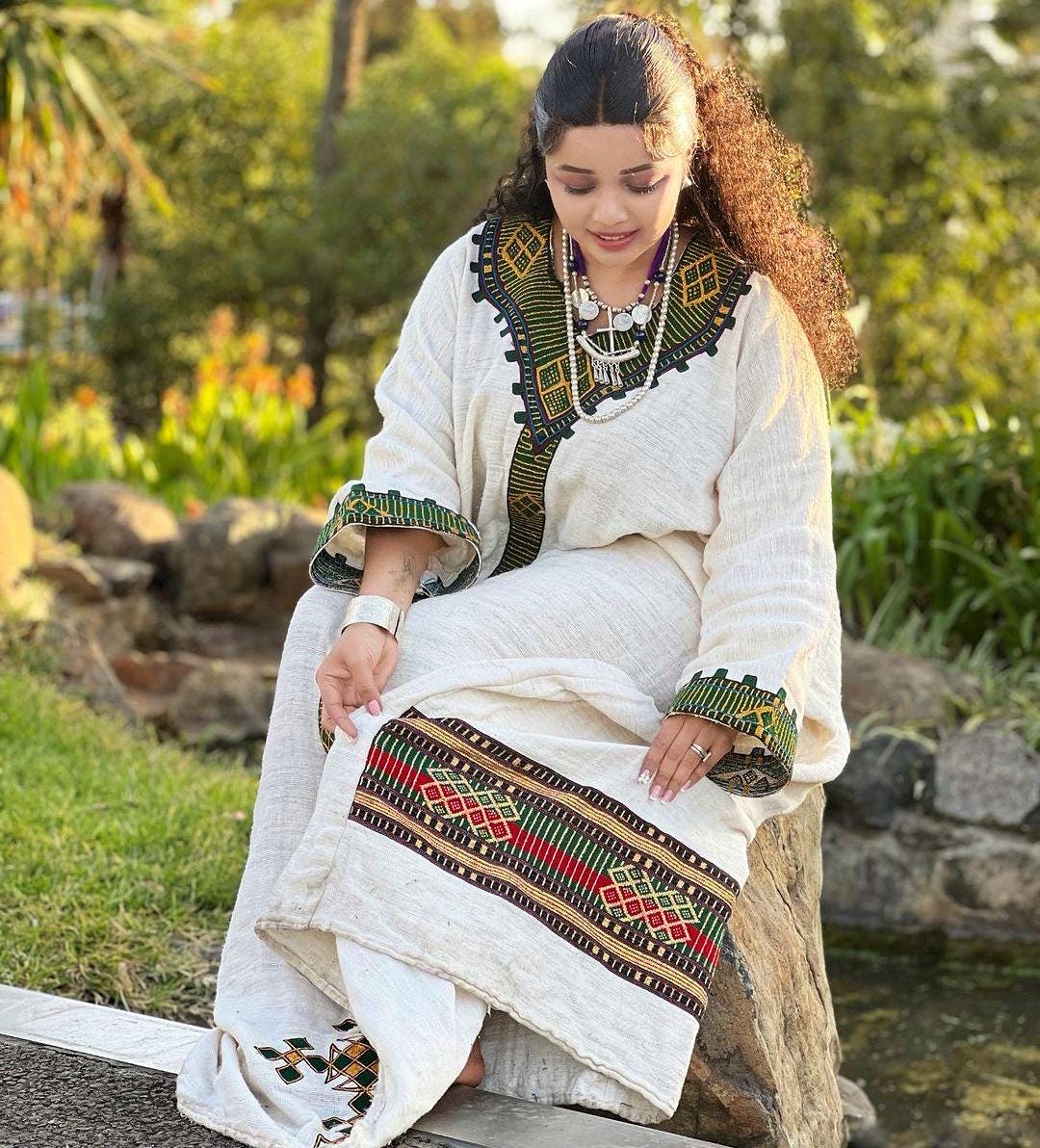 Handmade Habesha Kemis: Ethiopian Wedding Attire, Elegant Women’s Outfit, Traditional Cultural Dress, Tilet Wear