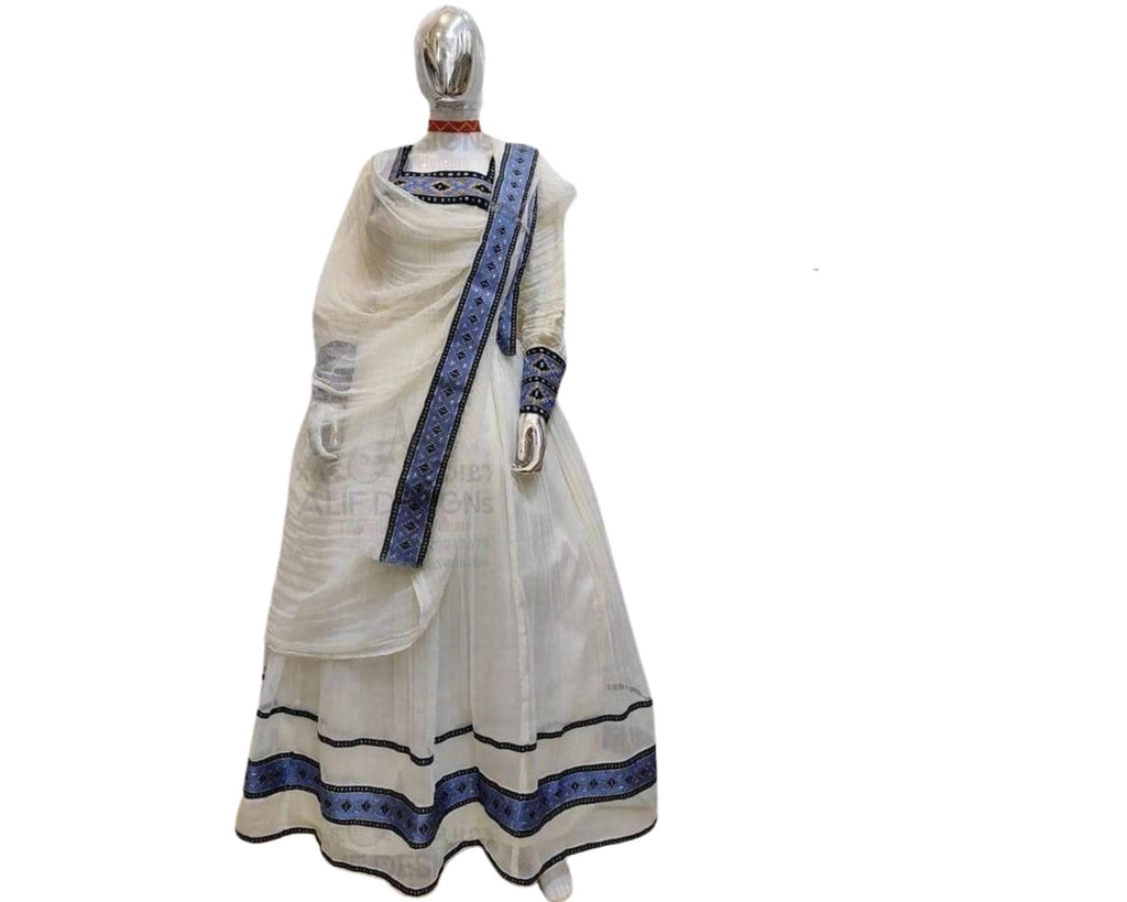 Handwoven Cotton Habesha Kemis Dress: Ethiopian Eritrean Traditional Clothing