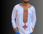 Habesha Men's Shirt, Ethiopian and Eritrean Embroidered Men's Traditional Top, Tilet Design, Handmade Wear