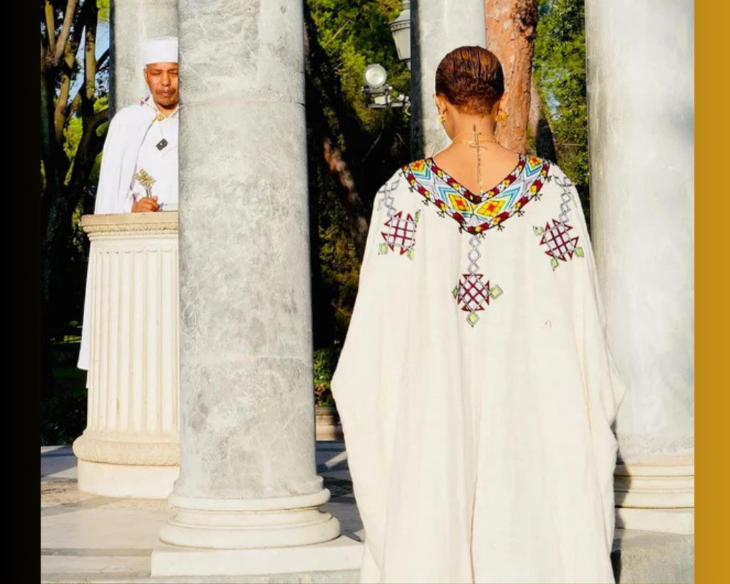 Handmade Freesize Habesha Kemis Embroidered Dress: Ethiopian & Eritrean Cotton Outfit for Women, Traditional Celebration Tilf, Tilet Details