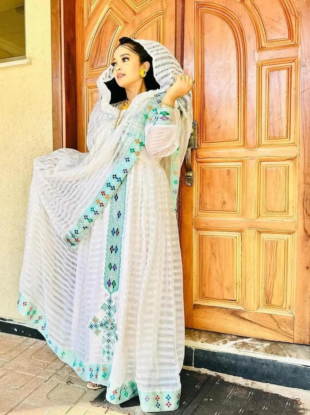 Handwoven Cotton Habesha Kemis Dress: Ethiopian Eritrean Wedding