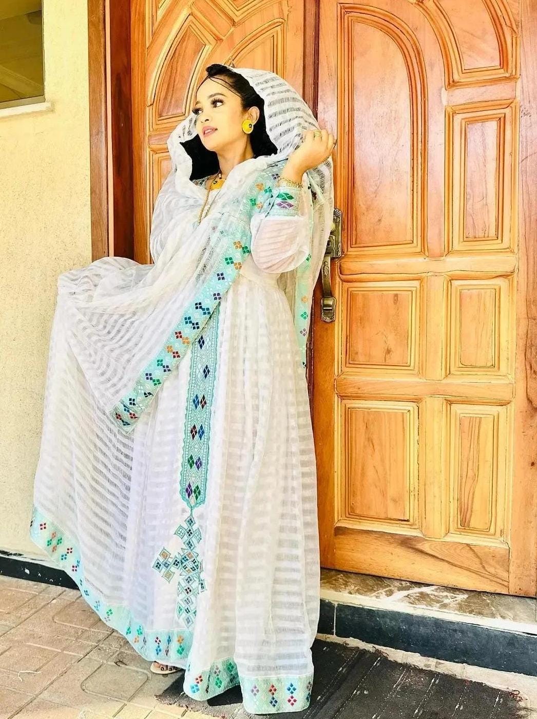 Handwoven Cotton Habesha Kemis Dress: Ethiopian Eritrean Wedding