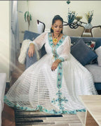 Handwoven Cotton Habesha Kemis Dress: Ethiopian Eritrean Wedding
