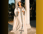 Handmade Freesize Habesha Kemis Embroidered Dress: Ethiopian & Eritrean Cotton Outfit for Women, Traditional Celebration Tilf, Tilet Details