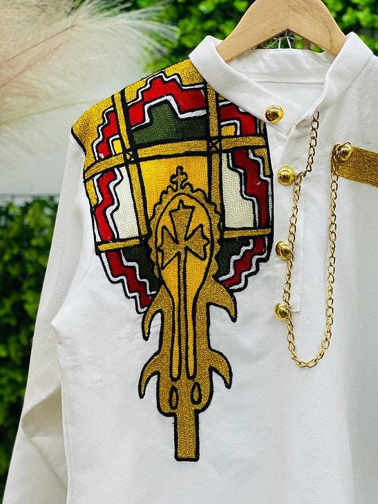 New Handmade Ethiopian Men’s Top, Habesha Men Traditional Cultural Men Wear, Gold Tilet Eritrean Clothing