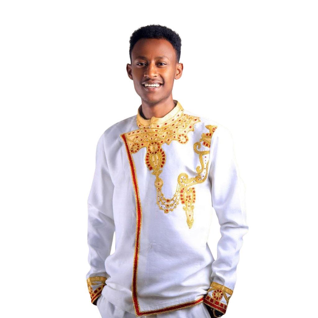 Handwoven Ethiopian Men’s Shirt: Habesha Wedding Outfit, Traditional Cultural Attire, Elegant Tilet Fashion, Modern Church, New Holiday Tilf