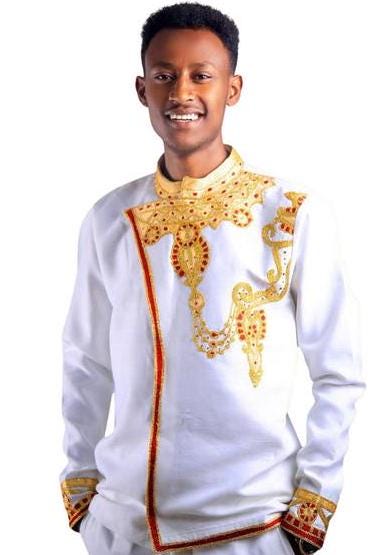 Handwoven Ethiopian Men’s Shirt: Habesha Wedding Outfit, Traditional Cultural Attire, Elegant Tilet Fashion, Modern Church, New Holiday Tilf