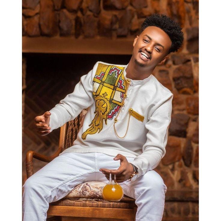 New Handmade Ethiopian Men’s Top, Habesha Men Traditional Cultural Men Wear, Gold Tilet Eritrean Clothing
